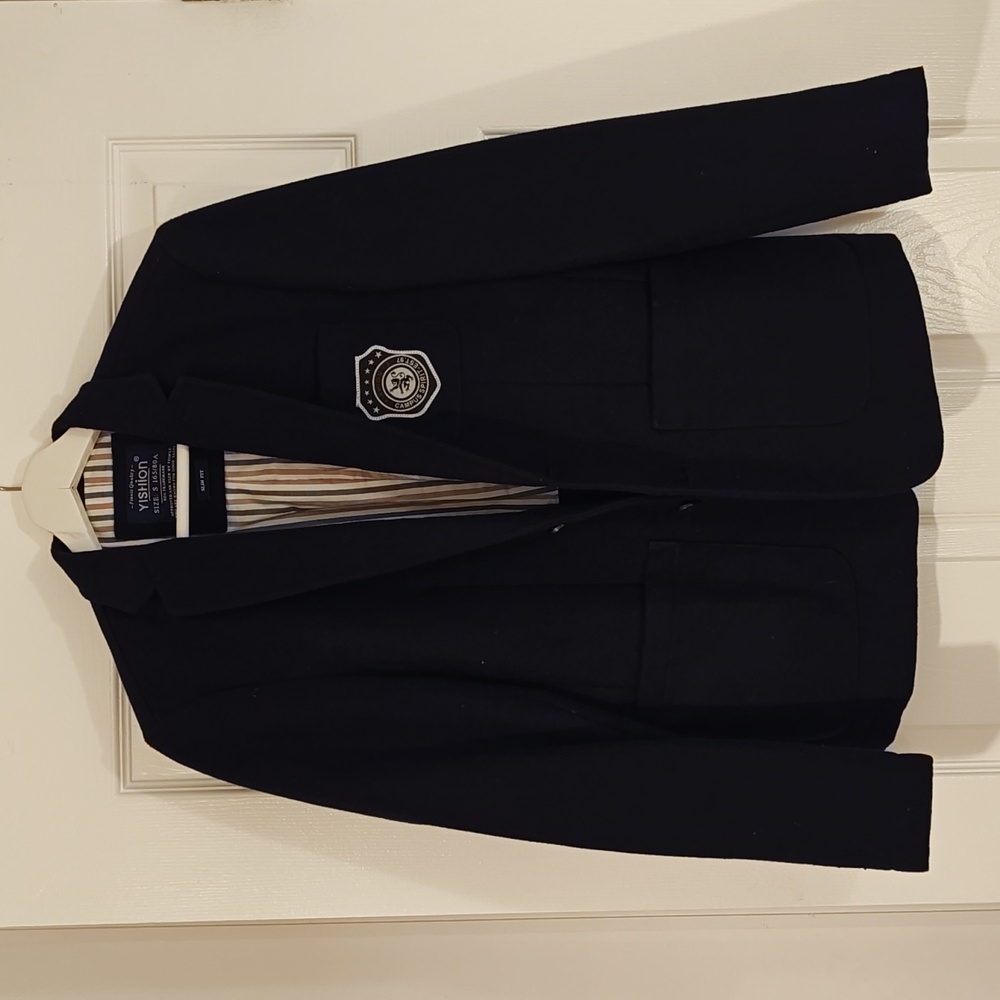 Navy Blue Wool Blazer